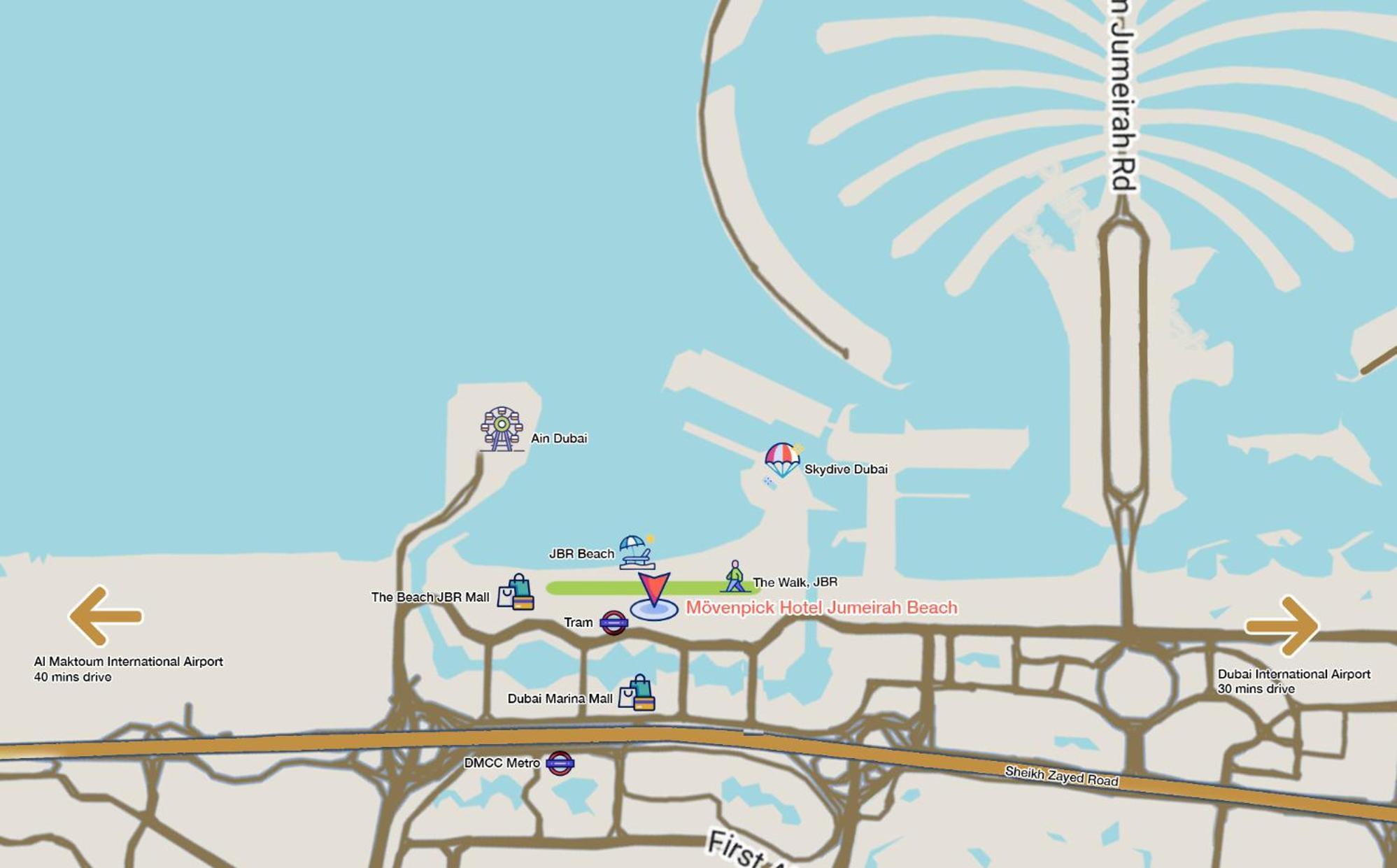 Moevenpick Hotel Jumeirah Beach Dubai Esterno foto Location of the station within Dubai